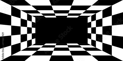 Empty futuristic digital box room grey-black background with white grid space line color surface. Network cyber technology. banner, cover, terrain, sci-fi, wireframe, and related to background.Print