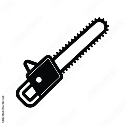 Flat Vector Icon of Chainsaw