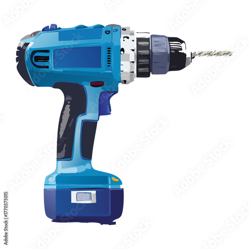 Blue and Black Cordless Power Drill Tool Essential Equipment for Carpenter and Home Renovation Jobs
