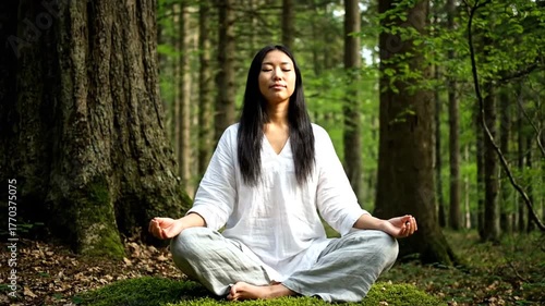 young woman doing yoga exercises
