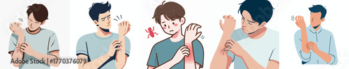 vector of a man gesture scratching an itchy allergy