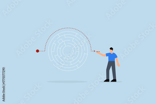 solution to bypass problem, entrepreneur mastermind create alternative path to navigate maze