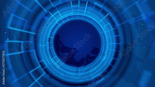 Futuristic Blue Digital World with Hypnotic Patterns and Vibrant Blue Hues