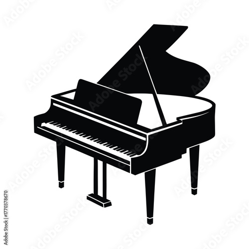Grand Piano Flat Vector Icon Design
