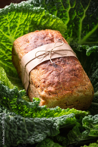 Tasty sauerkraut bread freshly baked and sliced.
