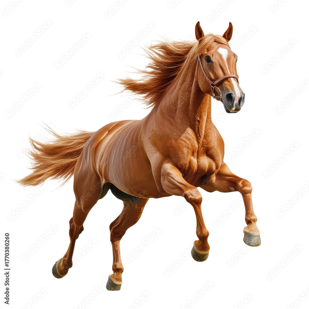 Obraz premium A chestnut horse running on transparent background