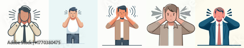 vector of a man gesture covering his ears from sound
