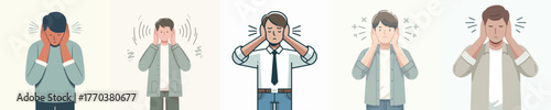 vector of a man gesture covering his ears from sound