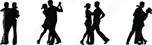 Silhouette, couple, dance, partner, ballroom, tango, salsa, waltz, performance, movement, elegance, romantic, choreography, artistic, black, isolated, figure, pose, motion, celebration,