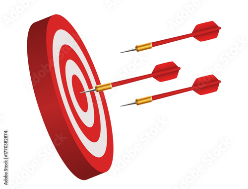 Darts. Dartboard and dart. Vector 3d clipart isolated on white background