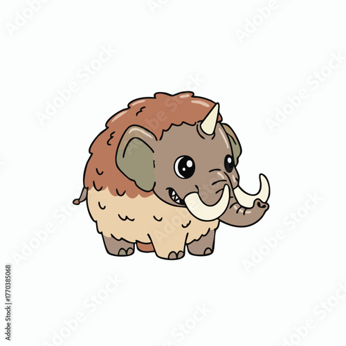 A cute ugly vector woolly mammoth