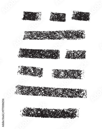 Oil Chalk Thick Scribble Lines Different Length Grainy Set. Graphic design elements and resources vector art