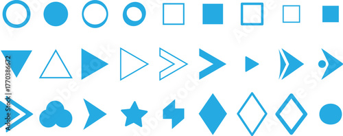 Flèche and Arrow Bullet List Icons. flèche, Bullet List for PowerPoint Presentation, Bullet point collection, arrows set. Vector illustration. Bullet point collection for presentation

