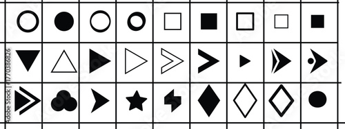 Flèche and Arrow Bullet List Icons. flèche, Bullet List for PowerPoint Presentation, Bullet point collection, arrows set. Vector illustration. Bullet point collection for presentation
