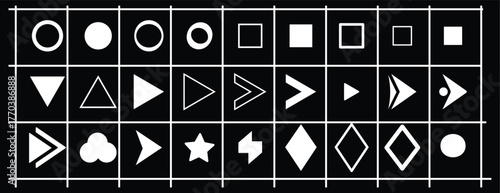 Flèche and Arrow Bullet List Icons. flèche, Bullet List for PowerPoint Presentation, Bullet point collection, arrows set. Vector illustration. Bullet point collection for presentation
