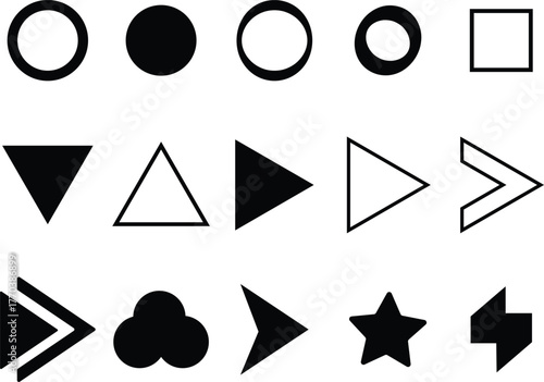 Flèche and Arrow Bullet List Icons. flèche, Bullet List for PowerPoint Presentation, Bullet point collection, arrows set. Vector illustration. Bullet point collection for presentation
