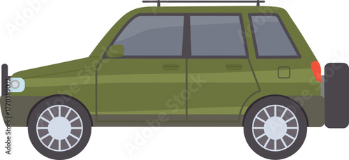 Flat cars. Cartoon vehicle side view. Taxi, minivan, mini car, suv and pickup truck. City auto transport icons. Automobile design vector set