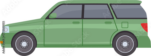 Flat cars. Cartoon vehicle side view. Taxi, minivan, mini car, suv and pickup truck. City auto transport icons. Automobile design vector set