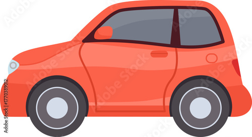 Flat cars. Cartoon vehicle side view. Taxi, minivan, mini car, suv and pickup truck. City auto transport icons. Automobile design vector set