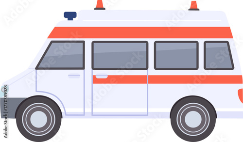 Flat cars. Cartoon vehicle side view. Taxi, minivan, mini car, suv and pickup truck. City auto transport icons. Automobile design vector set