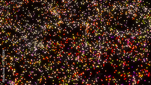 Neon Colorful Dotted Background, Particle Matter, Starry Sky, Chaotic Molecules, Glimmers, Digital Field, Tech Design, Advertising, Presentations, Sci-fi, Abstract, Futuristic Digital Art