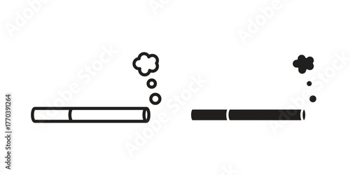 Cigarette icon illustrations collection. editable stroke outline and flat style