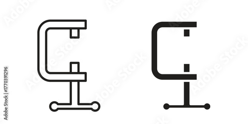 Clamp icon illustrations collection. editable stroke outline and flat style