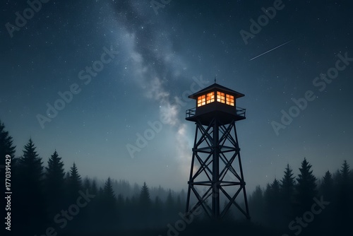 Watchtower milky way galaxy starry nights