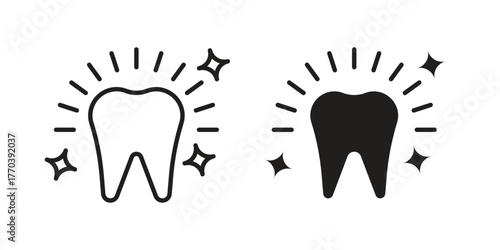 Clean teeth icon illustrations collection. editable stroke outline and flat style