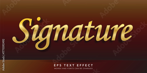 signature gold 3d editable text effect