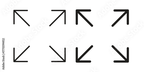 Four directions icon illustrations collection. editable stroke outline and flat style