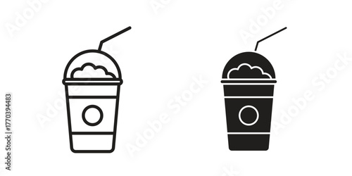 Frappuccino icon illustrations collection. editable stroke outline and flat style