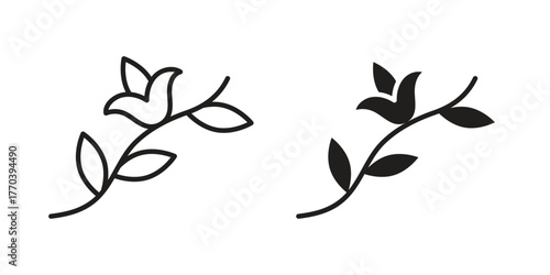 Freesia icon illustrations collection. editable stroke outline and flat style