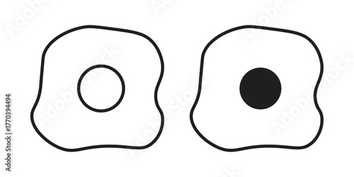 Fried egg icon illustrations collection. editable stroke outline and flat style