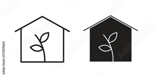Greenhouse icon illustrations collection. editable stroke outline and flat style