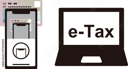 スマホでマイナンバーカードを読み取って確定申告をするイメージイラスト
