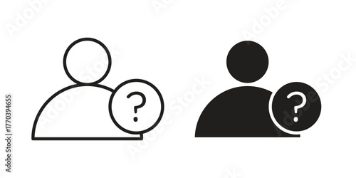 Guess who icon illustrations collection. editable stroke outline and flat style