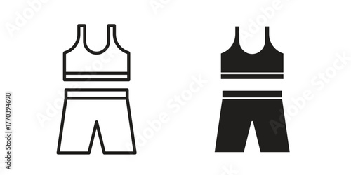 Gym clothes icon illustrations collection. editable stroke outline and flat style
