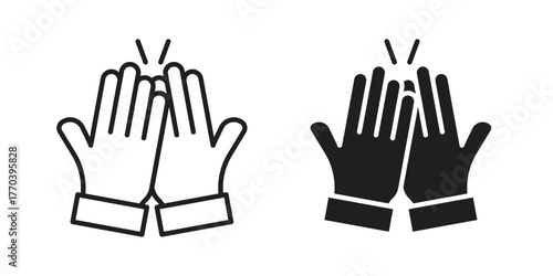 High Five icon illustrations collection. editable stroke outline and flat style