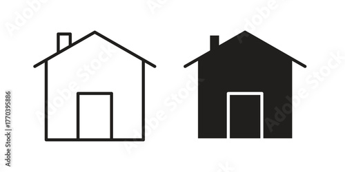 Home icon illustrations collection. editable stroke outline and flat style