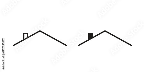 Home roof icon illustrations collection. editable stroke outline and flat style