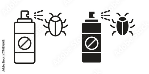 Insecticide icon illustrations collection. editable stroke outline and flat style