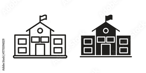 Institute icon illustrations collection. editable stroke outline and flat style