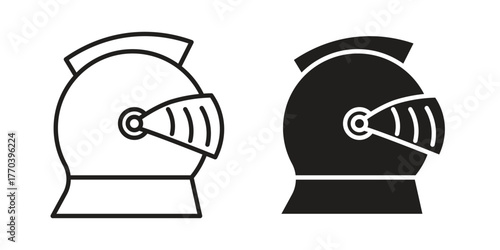 Knight helmet icon illustrations collection. editable stroke outline and flat style