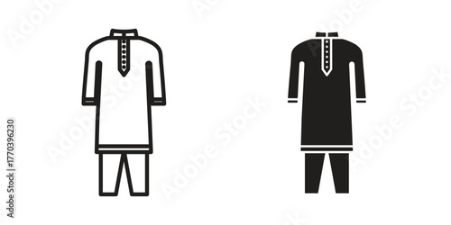 Kurta icon illustrations collection. editable stroke outline and flat style