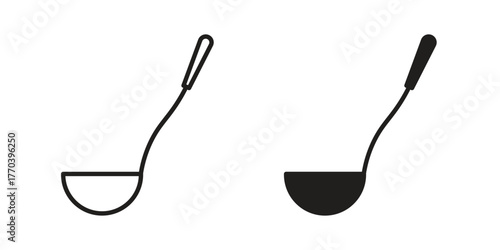 Ladle icon illustrations collection. editable stroke outline and flat style