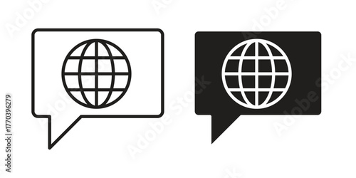 Language icon illustrations collection. editable stroke outline and flat style