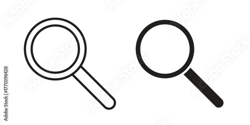 Magnifying glass icon illustrations collection. editable stroke outline and flat style