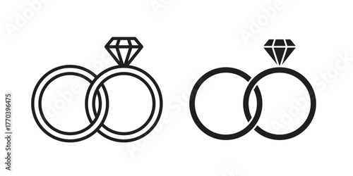 Marriage icon illustrations collection. editable stroke outline and flat style