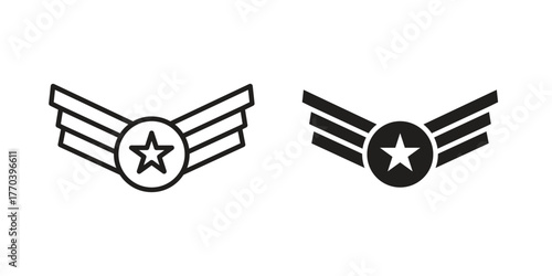 Militar Insignia icon illustrations collection. editable stroke outline and flat style